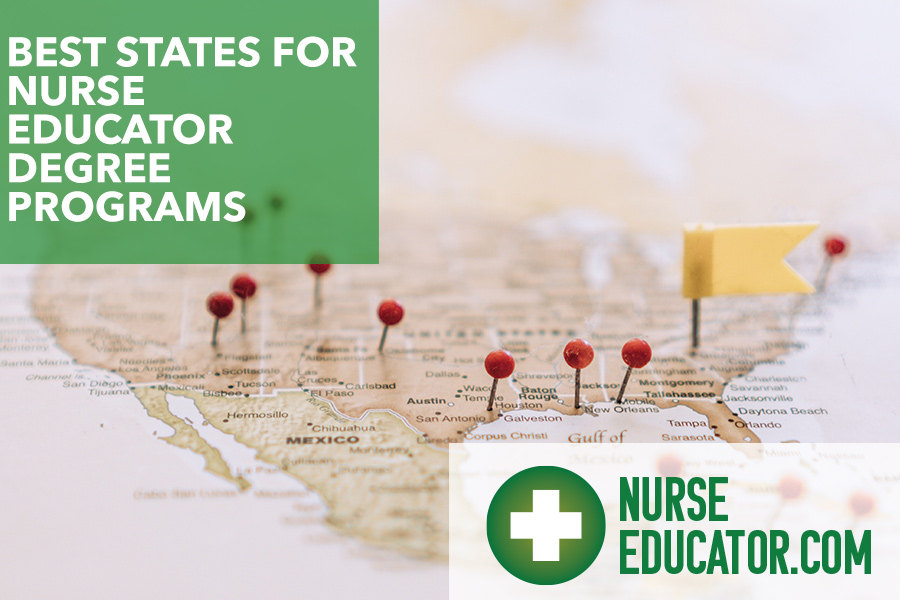 Best states for nurse educator degrees map